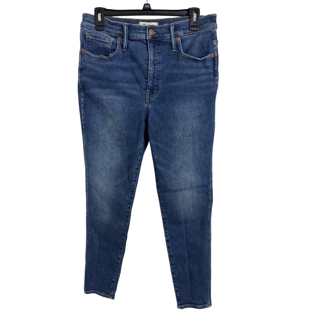 Madewell 10” High Rise Skinny Medium Wash Jeans Size 31 Stretch Whiskering